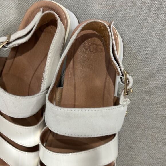 Ugg Women's Braelynn White Leather Sandals Strappy Comfort sz 7 - Picture 3 of 5